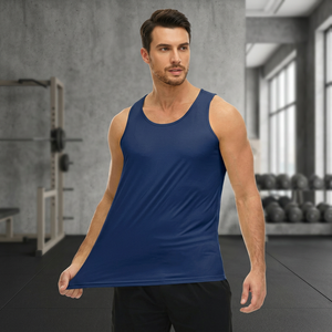 2026 Custom Logo <b>Men's</b> Stretchy Lightweight Casual Tank Top Solid Color <b>Vest</b> for Fitness Workout <b>Training</b> Gym - Product Image 3