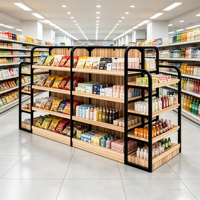 Étagère Gondole Métallique Double Face pour Supermarché avec Étagères Solides pour Magasins d'Alimentation - Usage Léger