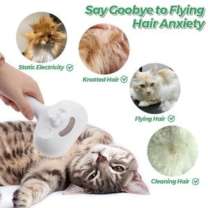 Cat Steam <b>Brush</b> 3-in-1 Steamy Rubber & Plastic Eco-Friendly <b>Pet</b> Hair Removal Comb Self-Cleaning Anti-Static Grooming <b>Brush</b> - Product Image 2