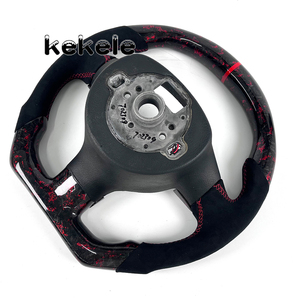 Volant en fibre <span class=keywords><strong>de</strong></span> carbone forgée rouge LED pour Volkswagen MK5 avec bande <span class=keywords><strong>de</strong></span> <span class=keywords><strong>course</strong></span> élégante, compatible avec GTI MK6 MK7 Golf B6 B7 2003-2009 - Product Image 6