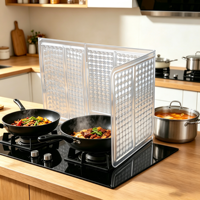 Baffle anti-éclaboussures pliable en aluminium imperméable et facile à nettoyer pour cuisinière à gaz, avec protection contre les éclaboussures d'huile et isolation thermique