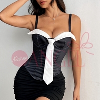 KISS ME ANGEL femmes mode Sexy col bas épissé cravate conception Push up débardeurs tout Match été Camisole femmes vêtements