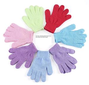 ถุงมืออาบน้ำผ้าไนลอนผ้าป่านสีเดียวถุงมือขัดผิวเพื่อขจัดสิ่งสกปรกที่ผิวหนังที่ตายแล้วขัดผิว - Product Image 3