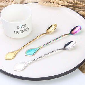 Cuillère <span class=keywords><strong>palais</strong></span> en acier inoxydable 304, cuillère à thé et <span class=keywords><strong>glaces</strong></span>, pour un Design créatif, style rétro Long manche, cuillère à café, pour les restaurants d'hôtel - Product Image 3