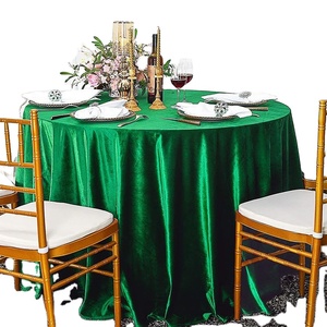 Nappe ronde en velours fait main en peluche couverture de Banquet tricotée lavable pour les dîners d'hiver nappe ajustée teinte unie - Product Image 1