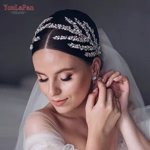 Youlapan HP425 yeni el yapımı düğün Headdress gümüş Rhinestone gelin kafa Tiara kadınlar yarışmasında kraliçe saç aksesuarları