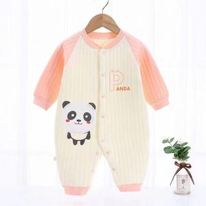 Liquidation sur mignon bébé hiver combinaison matelassé à manches longues barboteuse épaissi coton sans couture dessin animé motif tricoté tissu - Product Image 4