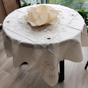 <span class=keywords><strong>Nappe</strong></span> Vintage élégante en coton brodé, dentelle romantique, couverture de table ronde, 50x50 pouces, fête de mariage, maison, hôtel - Product Image 1