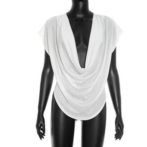 Viviblook J26TP303 T-shirt d'été pour femme, nouveau pull décontracté à col en V profond, haut à manches courtes pour le quotidien - Product Image 1