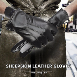 Genuine Leather Touchscreen <b>Gloves</b> Wrist Length Windproof <b>Warm</b> Winter <b>Gloves</b> Outdoor Daily Travel Unisex Leather Fashion <b>Gloves</b> - Product Image 2