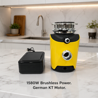 Triturador de Desechos de Alimentos Eléctrico Ultracompacto para el Hogar, Motor BLDC de 1HP, Silencioso, para Ahorrar Espacio en el Fregadero de la Cocina Pequeña