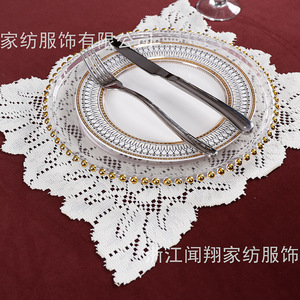 Nordic Style Lace <b>Table</b> <b>Mat</b> Star Shape Polyester Handmade Decorative For Home Indoor Use - Product Image 4