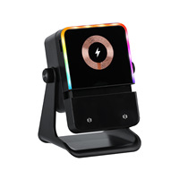 Support de téléphone à charge magnétique sans fil avec haut-parleur Bluetooth, lumière d'ambiance RGB et haut-parleur de bureau portable multifonction