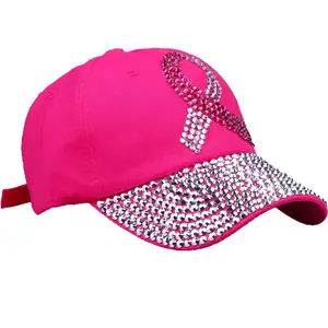 Bertabur Kristal Berlian Imitasi Payet Bisbol Cap Pink Swag Fashion Kasual Bling Baseball Topi untuk Wanita