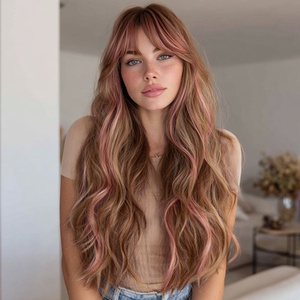 Moda SMILOC nuovo temperamento sintetico parrucca temperamento marrone dorato rosa sfumato capelli ricci modello femminile Sm558 - Product Image 6