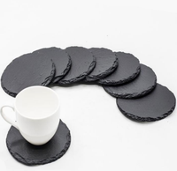 Sous-verres carrés en ardoise noire à bord naturel, écologiques, gravables, pour les fêtes, les bars et la maison