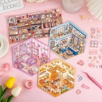 Kit d'autocollants de scène miniature 3D personnalisés, ensemble de pièces de maison de poupée mignonnes à découper soi-même, artisanat créatif pour journalisation