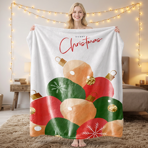 Merry Christmas Printed Plush Throw Blanket Rectangular Anti-Pilling Home Use Winter Classic Style <b>Machine</b> Washable - Product Image 1