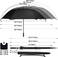 Parapluie de golf anti-UV 47/54/62/68 pouces, ouverture automatique, double couche ventilée, coupe-vent avec logo