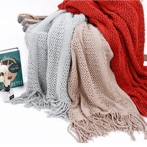 أريكة و الأريكة الكاكي اللون حك ريفي ديكور المنزل بطانية للأطفال القطن كابل محبوك رمي البطانيات المنزل مع شرابات - Product Image 3