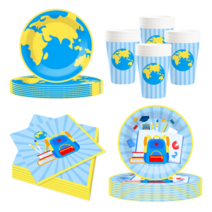 Assiettes, gobelets et serviettes à thème de remise de diplôme DAMAI – Assiettes en carton jetables pour fête de remise de diplôme, fournitures de fête, décorations, pour 8 personnes - Product Image 3