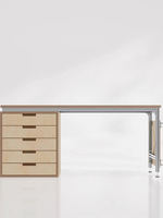Bureau minimaliste Bauhaus en bois de bouleau avec tiroir et trou de câblage, double usage chambre/étude/bureau – Profilé en aluminium résistant aux taches et durable