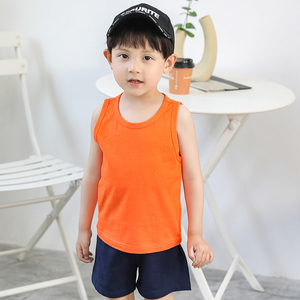 Débardeurs solides en coton doux pour garçons et filles T-shirts Débardeurs d'été sans manches pour enfants - Product Image 4