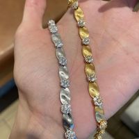 Pulsera de Cadena con Eslabones de Flores de Circonita Satinada, Proceso de Dibujo Plateado en Plata de Ley 925, Joyería Vintage