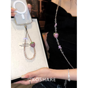 Fresa verano nuevo diamante Crossbody teléfono cadena Internet celebridad Ins estilo Super Flash moda Anti-caída cordón cuello - Product Image 1