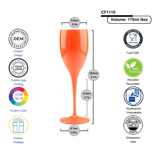 Vaisselle <span class=keywords><strong>de</strong></span> mariage en <span class=keywords><strong>forme</strong></span> <span class=keywords><strong>de</strong></span> tulipes, 175ML 6OZ plastique Orange, verre à <span class=keywords><strong>Champagne</strong></span> personnalisé pour boire, vente en gros, livraison gratuite - Product Image 2