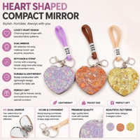 Miroir cosmétique portable en cuir rose pliable avec logo d'entreprise personnalisé, miroir compact de poche en cuir PU avec pompons