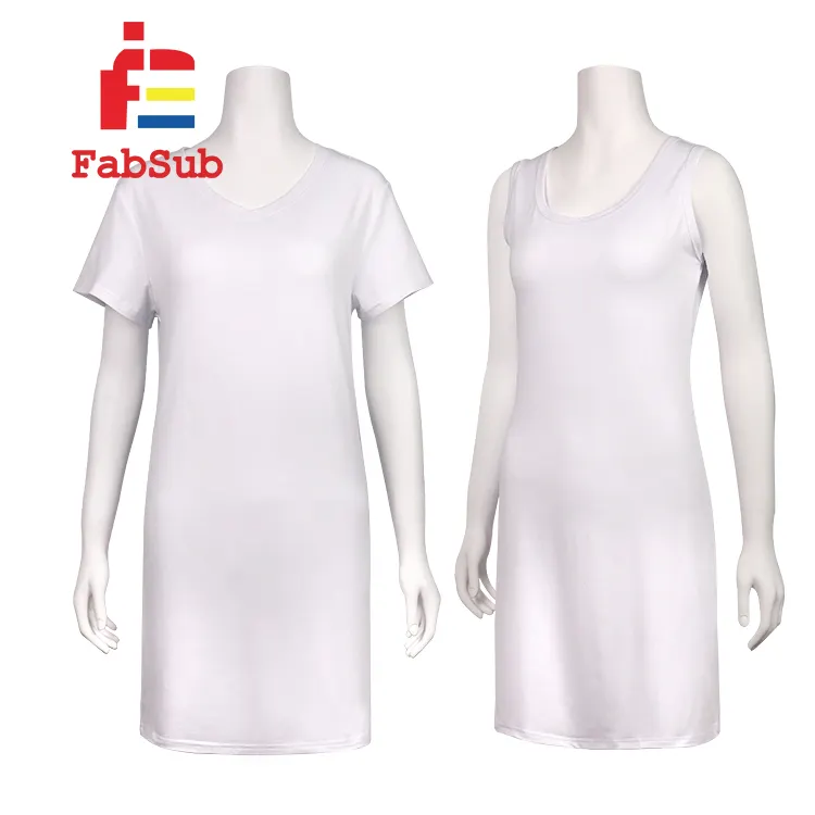 Personalized Design Women Sleeveless Slip Sexy Dress White 3D Print Wrap Hip Dress Custom Blank Sublimation Dress