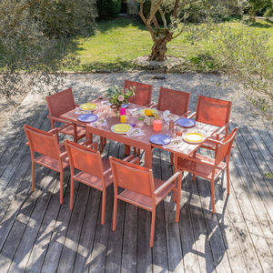 AJUNION Mobilier de terrasse en métal coloré pour villa Ensemble de table <span class=keywords><strong>à</strong></span> manger pour restaurant d'extérieur Table extensible Ensemble de table d'extérieur en aluminium - Product Image 1