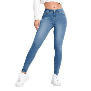 Pantalon en jean pour femme coupe droite skinny, écologique, respirant, 100 % coton, décontracté, uni, vintage, sans coutures, équilibré - Product Image 2