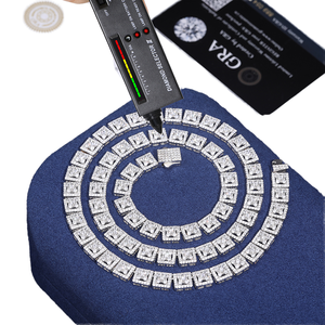 Cadena de eslabones cruzados de moissanita chapada en plata S925 de 8 mm, hecha a mano, para hombre, estilo hip hop, joyería de moda para raperos, hecha en India - Product Image 1