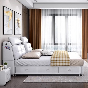 Cama Inteligente Moderna King Size Multifuncional de Cuero, Cama Doble con Almacenamiento, Funciones Reclinables, Estructura de Madera Tapizada, 520-1S, Camas Inteligentes - Product Image 4