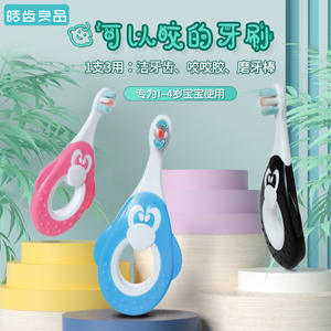 Cepillo de Dientes 3D de Pingüino de Dibujos Animados con 10,000 Cerdas Suaves, Mango Seguro para Morder, Grado Alimenticio para Niños de 1 a 4 Años, Palo de Dentición - Product Image 4