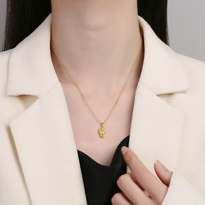 Collier pendentif crâne en acier inoxydable style hip-<span class=keywords><strong>hop</strong></span> rock, plaqué or 18 carats, étanche, bijoux pour hommes style rock - Product Image 3