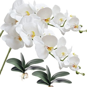 <span class=keywords><strong>Flores</strong></span> Artificiales de Phalaenopsis de Alta Calidad con Tacto Real, 9 Cabezas, <span class=keywords><strong>Flores</strong></span> Grandes de Orquídea, Hojas y Tallos para Decoración del Hogar y Bodas - Product Image 1