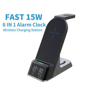 สินค้าใหม่เทรนด์ดิจิตอลปลุก Cock ไร้สายชาร์จนาฬิกาปลุกไร้สายชาร์จ3 In 1ไร้สาย ChargerFor <span class=keywords><strong>Iphone</strong></span> 14 Pro 13 - Product Image 2