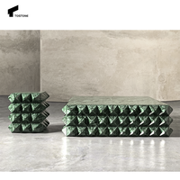 Tostone Table basse carrée atmosphérique exquise en marbre vert Verde Alpi naturel pour décoration intérieure et extérieure