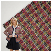 Tissu en tweed tissé 100% polyester, tissu à carreaux texturé épais pour manteau, veste, chapeau, gants pour femmes