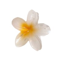 Jepit Rambut Plastik Wanita Gaya Eropa Amerika Motif Bunga Plumeria Ungu Emas 8cm Desain Floral Segar & Manis