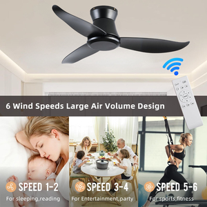 52 Inch Cấu Hình Thấp Quạt Trần Hiện Đại Bắc Âu Màu Đen 3 Lưỡi Có Thể Đảo Ngược <span class=keywords><strong>DC</strong></span> Động Cơ Thông Minh Điều Khiển Từ Xa Quạt Trần - Product Image 4
