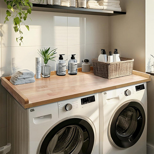 <span class=keywords><strong>Étagère</strong></span> <span class=keywords><strong>à</strong></span> <span class=keywords><strong>linge</strong></span> en bois rustique avec rails de bordure <span class=keywords><strong>et</strong></span> patins antidérapants <span class=keywords><strong>pour</strong></span> <span class=keywords><strong>machine</strong></span> <span class=keywords><strong>à</strong></span> <span class=keywords><strong>laver</strong></span> <span class=keywords><strong>et</strong></span> <span class=keywords><strong>sèche</strong></span>-<span class=keywords><strong>linge</strong></span> - Product Image 1