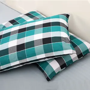 high quality China supplier factory price Classic Plaid bedding set cotton envelope pillowcases