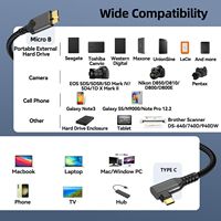 Kabel Pengisian Cepat USB-C ke Micro USB 3.1 Gen 2 Kecepatan Tinggi 10Gbps Tipe C ke Micro B 0.3M 0.5M 1M 2M 3M 5M