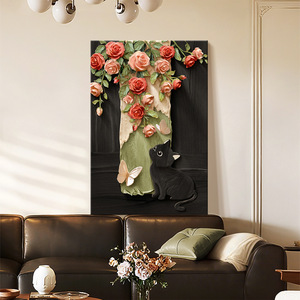 Quadro Vintage Stile Medievale con Gatto e Rosa, <span class=keywords><strong>Grande</strong></span> Dipinto su <span class=keywords><strong>Tela</strong></span>, Poster di Lusso <span class=keywords><strong>per</strong></span> Arredamento Casa, Sfondo Divano e Ingresso - Product Image 6