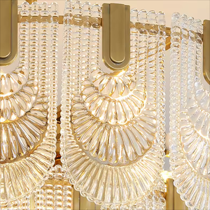 Lámpara de araña francesa, lámpara de pantalla de vidrio esmerilado, techo moderno, luz colgante de hierro dorado - Product Image 5