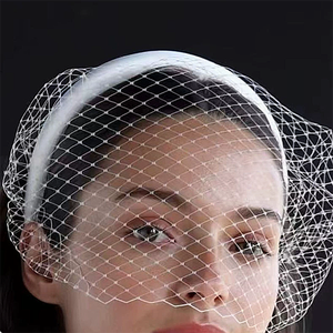 Nouveau Vintage fête court visage résille voile mariée cage à oiseaux mariage cheveux arc bandeau - Product Image 4